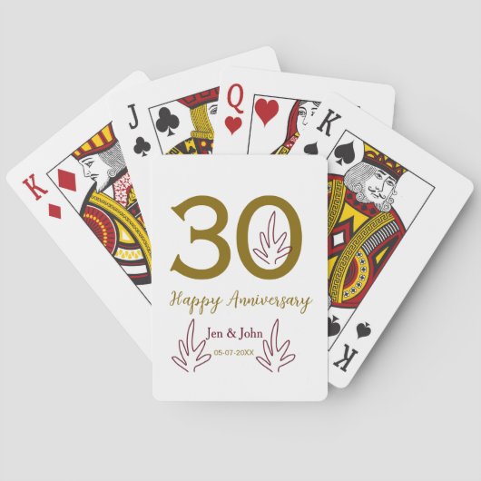 30周年記念 名前 日付 ゴールド レッド リーフ トランプ (裏面)