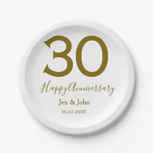 30周年記念 名前 日付 ゴールド 太字 ペーパープレート