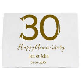 30周年記念 名前 日付 ゴールド 太字 ラージペーパーバッグ