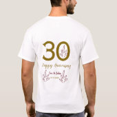 30周年記念 名前 日付 ゴールド 赤 葉 Tシャツ (裏面)