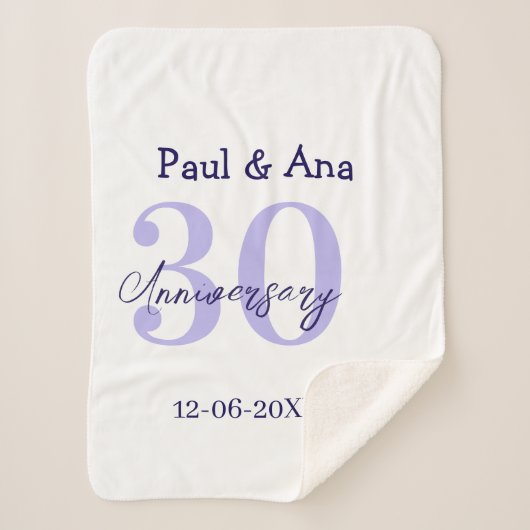 30周年記念 紫 太字 名前 シンプル シェルパブランケット (正面)