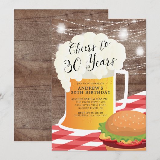 30周年誕生日パーティー招待状 招待状 (正面/裏面)