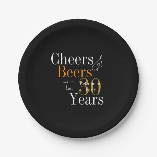 30周年退職パーティー お酒で乾杯 ペーパープレート (正面)