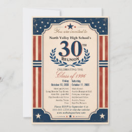 30周年高校同窓会アメリカーナレッドホワイト 招待状