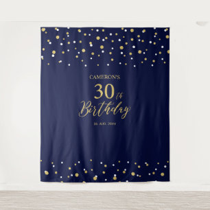 30周年 ゴールド&ネイビー 30歳の誕生日パーティー 背景 タペストリー