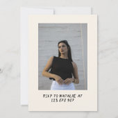 30周年 ドッドル ブラックホワイト ボウ マルティーニ フォト バースデー 招待状 (裏面)