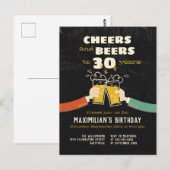 30周年 レトロ 誕生日招待状 ポストカード (正面/裏面)