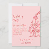 30周年 手描きのシャンパンタワー 30歳の誕生日 招待状 (正面)