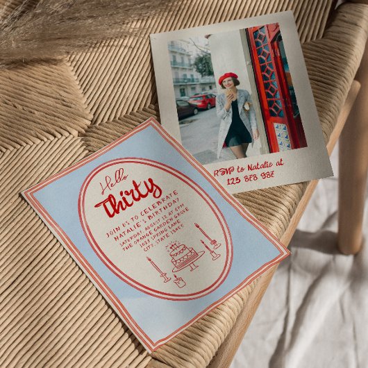 30周年 手描き ケーキ クイッキー フォト 誕生日 招待状