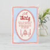 30周年 手描き ケーキ クイッキー フォト 誕生日 招待状 (スタンド正面)