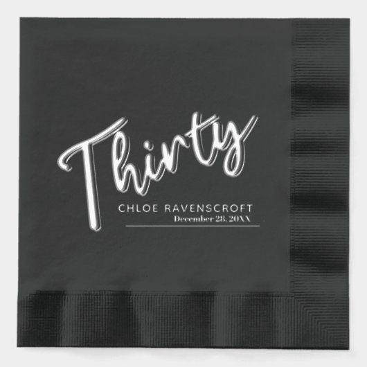 30回スクリプト文字30th誕生日名前をカスタムする日 箔ナプキン (正面)