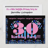 30回目のサプライズ誕生日パーティーの招待テンプレート 招待状 (正面/裏面)