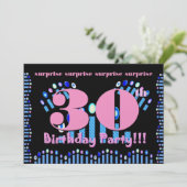 30回目のサプライズ誕生日パーティーの招待テンプレート 招待状 (スタンド正面)