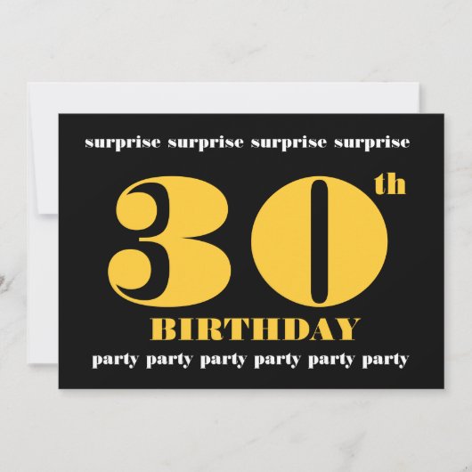 30回目のサプライズ誕生日パーティーの招待テンプレート 招待状 (正面)