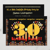 30回目のサプライズ誕生日パーティーの招待テンプレート 招待状 (正面/裏面)