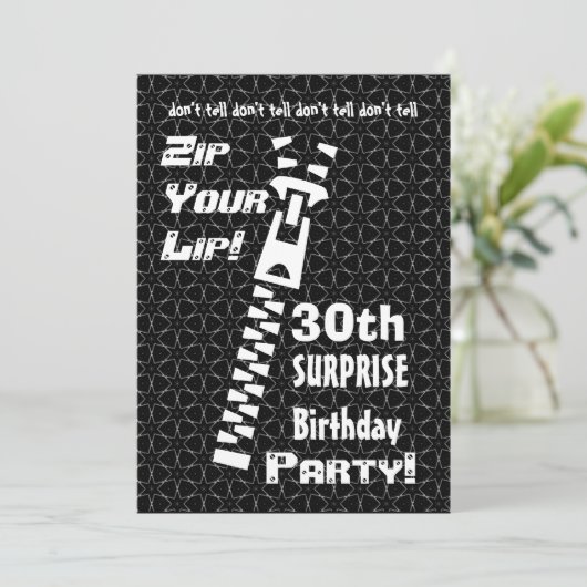 30回目のサプライズ·バースデおもしろいー·パーティーZip Your Lip 招待状 (スタンド正面)