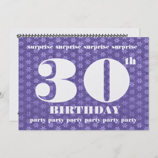 30回目のサプライズ·バースデー·パーティービッグナンバーズ·テンプレート 招待状 (正面/裏面)