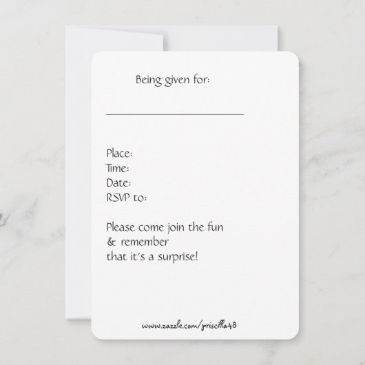 30回目のサプライズ·バースデー·パーティー·招待状、白黒 招待状 (裏面)