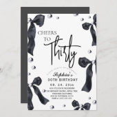 30回目のブラックホワイトリボン誕生日パーティー 招待状 (正面/裏面)