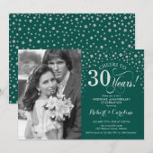 30回目の結婚記念日フォトギフト グリーンシルバー 招待状 (正面/裏面)