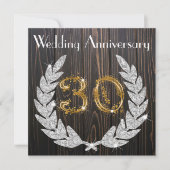 30回目の結婚記念日 | ラスティックウッドとゴールド 招待状 (正面)