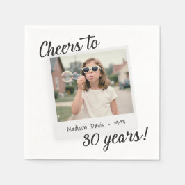 30回目の誕生日おめでとう 30代レトロ写真バースデー スタンダードカクテルナプキン