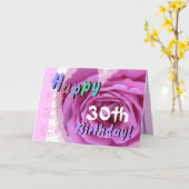 30回目の誕生日にピンクローズハート カード (黄色い花)