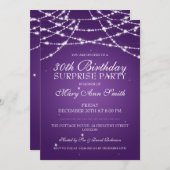 30回目の誕生日パーティーのひもが紫 招待状 (正面/裏面)