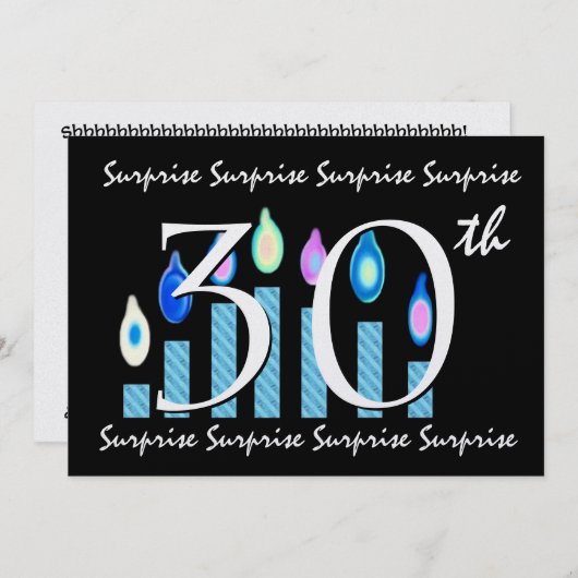 30回目の誕生日パーティーの招待テンプレート 招待状 (正面/裏面)