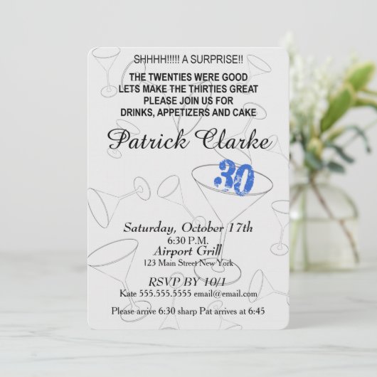 30回目の誕生日パーティーへの招待をお祝い 招待状 (スタンド正面)