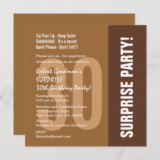 30回目の驚きの誕生日モダンがリサイクルされる 招待状 (正面/裏面)