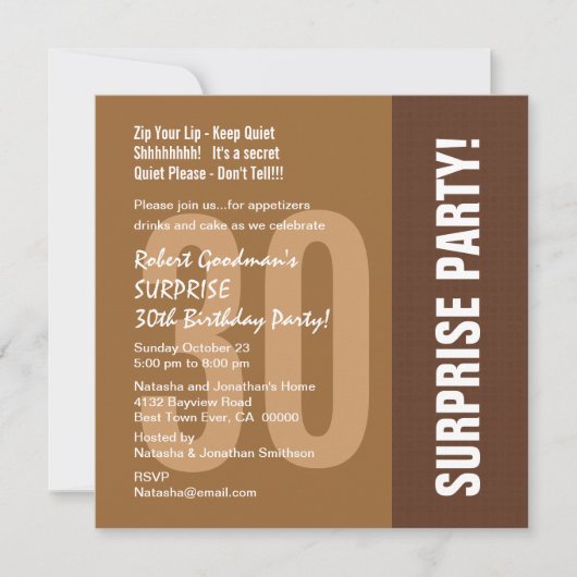 30回目の驚きの誕生日モダンがリサイクルされる 招待状 (正面)