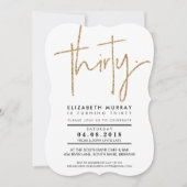 30型シンプル金ゴールドクールグリッター30招待状 招待状 (正面)