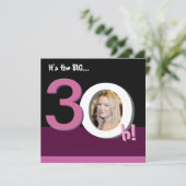 30大3Oh!写真テンプレート誕生日パーティー-ピンク 招待状 (スタンド正面)