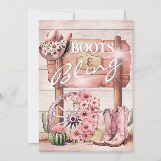 30女性のカーボーイブーツ西きらきら光るピンクブラウン 招待状 (正面)