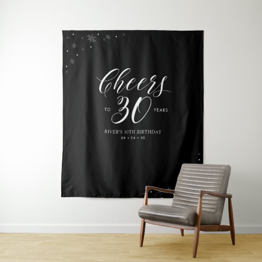 30年おめでとう | モノクロ30歳誕生日 タペストリー (インサイチュ)