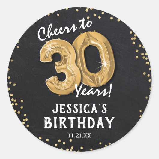30年おめでとう! 30歳の誕生日 ラウンドシール (正面)