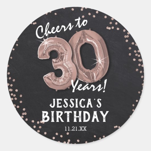 30年おめでとう! 30歳の誕生日 ラウンドシール (正面)