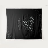 30年のお祝い シルバー&ブラック バースデーパーティー タペストリー (正面(横))