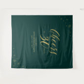 30年のご祝儀 | ゴールド&グリーンの誕生日パーティー タペストリー (正面(横))