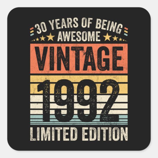 30年のヴィンテージ素晴らし1992 スクエアシール (正面)