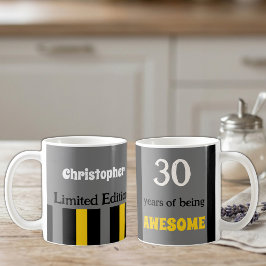 30年の最高にかっこいいグレーと黄色 コーヒーマグカップ