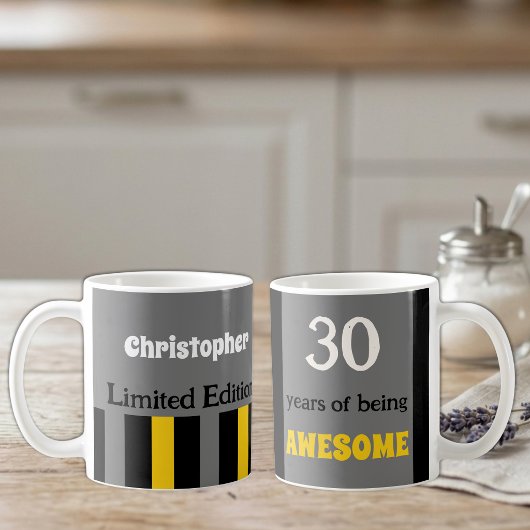 30年の最高にかっこいいグレーと黄色 コーヒーマグカップ