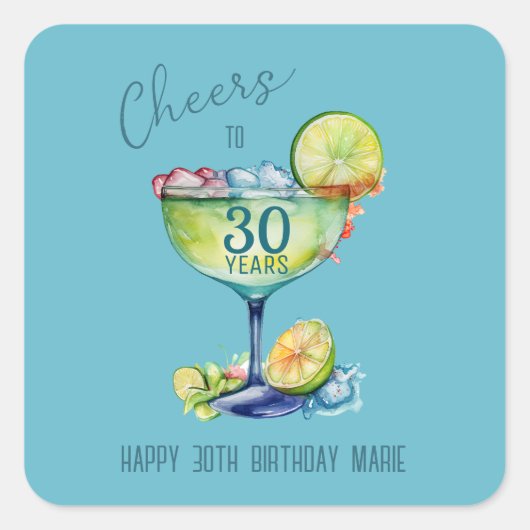 30年の節目のお誕生日おめでとうございます スクエアシール (正面)