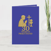 30年の聖職の金ゴールドエレガント・カトリック カード (正面)