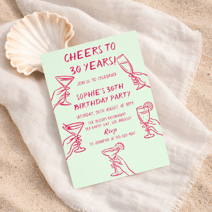30年の華やぎ グリーン カクテル 30歳の誕生日 招待状