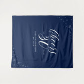 30年を祝って | ネイビー & ホワイト 30歳の誕生日 タペストリー (正面(横))