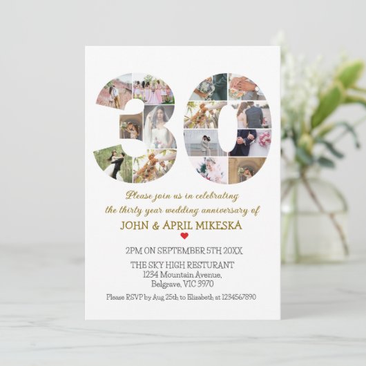 30年カスタム記念結婚写真集 招待状 (スタンド正面)