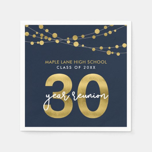 30年クラスの青い文字列懇親会 スタンダードカクテルナプキン (正面)