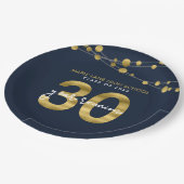 30年クラスの青い文字列懇親会 ペーパープレート (アングル)